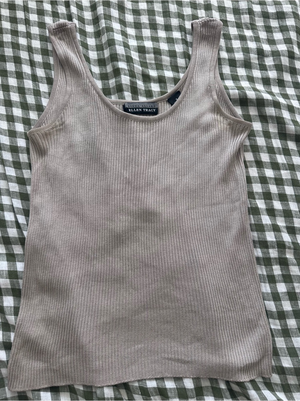 Ellen Tracy Sleeveless Ribbed 100% silk Tank Top - Taupe